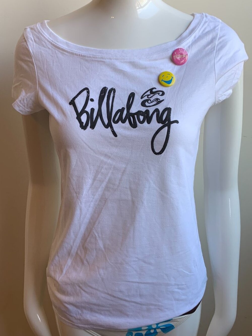 Billabong BLUE CRUSH era Vintage Y2K RARE white logo fitted t-shirt tshirt